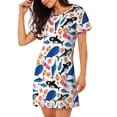 thumbnail image 2 of Fotbe Cute Sea Animals Bata de Dormir para Mujer con Estampado, Camisón de Algodón de Manga Corta, Ropa de Dormir Casual, 2 of 6