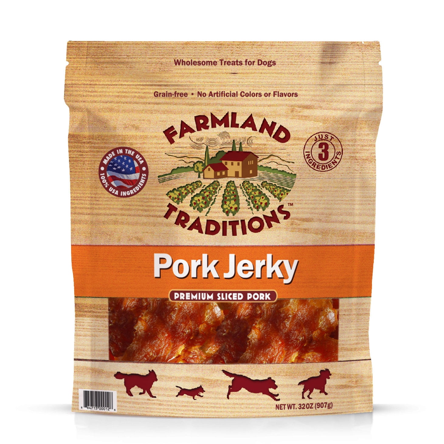 Farmland Traditions Pork Jerky Dog Treats, 2 Lb