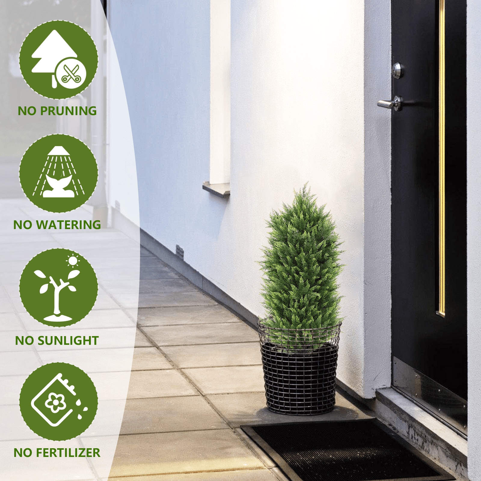 3FT Artificial Topiary Cedar Trees , Outdoors UV Protection Fake Cypress Tree Potted Plants for Patio, Home Porch, Doorway Decor