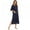 7-Navy blue, variant on Autumn Winter Women Nightgown Comfy Loose Homewear 3/4 Sleeve Plus Size Pajamas Over Knee Sleepwear Zipper Nightdress