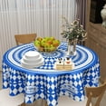 thumbnail image 6 of Oktoberfest Round Tablecloth 60 Inch Blue and White Checked Table Cloths Polyester Fabric Bavarian Blue Gingham Table Cover Background for Oktoberfest Party Decorations Kitchen Picnic Party Outdoor, 6 of 6