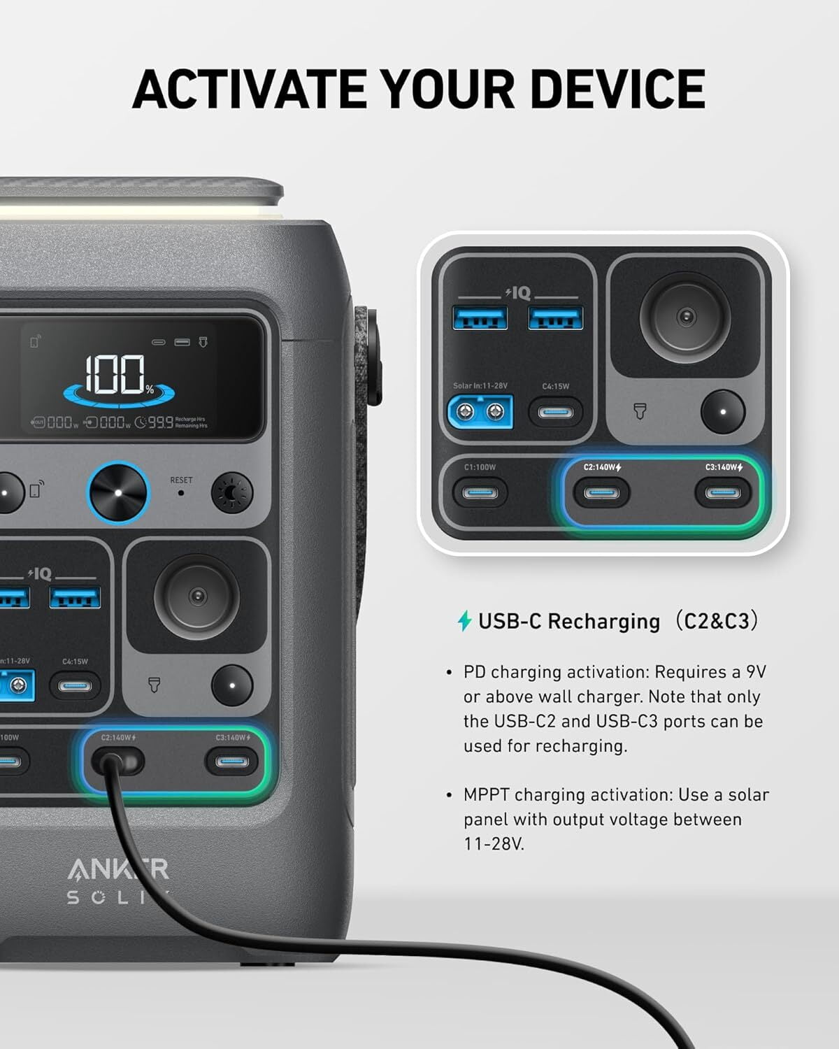 Anker SOLIX C300 DC Power Bank Station 288Wh 90000mAh 300W Solar