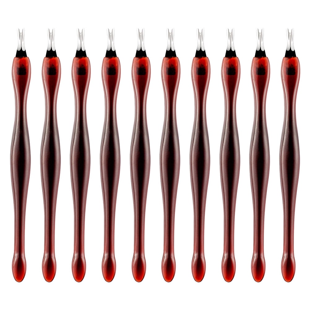 Poussoir à Cuticules en Acier Inoxydable pour Ongles avec Poignée Antidérapante 11cm Outil de Manucure Pratique Rouge