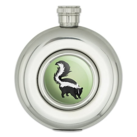 

Skunk Posing Round Stainless Steel 5oz Hip Drink Flask