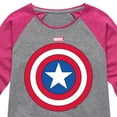 thumbnail image 3 of Marvel Captain America - Logo Shield - Toddler and Youth Girls Shirt Tail Raglan, 3 of 5