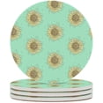 thumbnail image 2 of 4 pcs SKYSONIC Round Drink Coasters Mint Sunflower Absorbent Ceramic Coaster with Cork Base for Coffee Cups for Home Decor, 2 of 6