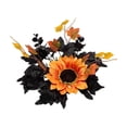 thumbnail image 2 of Fall Halloween Decoration for Home Indoor Outdoor Clearance Under $5.00!Halloween Autumns Harvests And Thanksgiving Table Decoration And Artificial Sunflower And Maple Leaf Candle Ring/Wreath, 2 of 6
