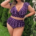 thumbnail image 3 of Eashery Tankinis Swimwear for Women Plus Size  Polka Dot Split Swimsuit Purple 3X-Large, 3 of 6