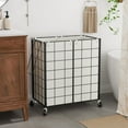thumbnail image 2 of Double Laundry Hamper with Wheels,Metal Wire Frame Rolling Laundry Basket with 2 Removable bags,120L Dirty Clothes Hamper Organizer Dorm Room Storage for Bedroom,Bathroom,Black and White, 2 of 14