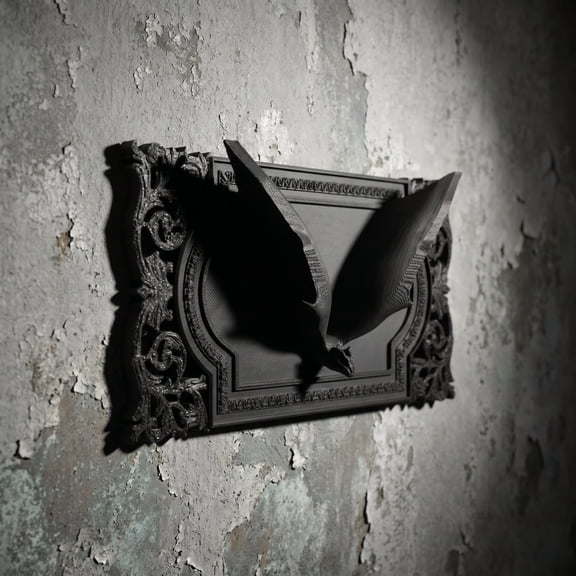 zpqytgj Gothic Bat Wall Hanging Decor Black Resin Statue Frame Halloween Ornament