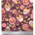 thumbnail image 1 of Soimoi Poly Georgette Fabric Skull & Begonia Floral Printed Fabric 1 Yard 42 Inch Wide, 1 of 3