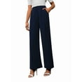 thumbnail image 3 of Wide Leg Stretchy Work Pants Women Pull on Dress Pants High Waisted Business Casual Trousers Slacks Dark Blue S, 3 of 9
