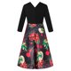 thumbnail image 3 of Vestido de verano para mujer, de manga larga, con cuello en V, estilo vintage, con estampado de empalme de Navidad, para fiestas Fridja  nbo3429, 3 of 4