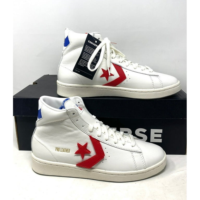 Converse Pro Leather HI Vintage White Red Skate Shoes For
