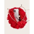 thumbnail image 7 of Women's Red Floral Clutch Purse Elegant Ruffle Evening Bag Wedding Party Handbag with Metal Handle, 7 of 7