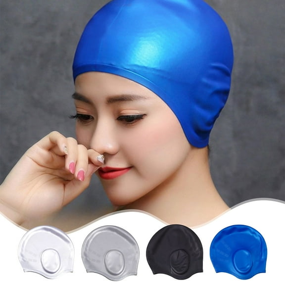 High Resilience Adult Swimming Cap with 3D Ear Protection, Waterproof, Non-Strangling, Large 8.66" Size for Racing, Comfortable Fit, Colorful Styles Available
