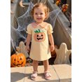thumbnail image 5 of RUINIXCW Girls Halloween Dress Cute Pumpkin Embroidery Doll Collar Puff Sleeve Dress, 5 of 8