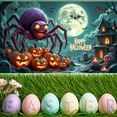 thumbnail image 1 of Haunted House Banner Spider Halloween Banner Scary Pumpkin Design for Halloween Decoration Spooky Party Event, 1 of 4