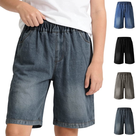 XINXIAOO Kids Boys Jeans Shorts Casual Elastic Waist Summer Trousers Short 5-6 Years Clothes