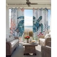 thumbnail image 3 of Coastal Turtle Blackout Curtains 45 Inches Long, Kitchen Black Out Window Treatments, Nautical Ocean Coral Jellyfish Seashells Thermal Insulated Lined Drapes for Small Window with Grommet 42"x45", 3 of 8