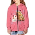 thumbnail image 3 of Chririnla Snowflake Capybara Lights Teen Girls Hooded Pullover Long Sleeve Soft Comfy with Pockets Casual Loose Top for Travel Size 6-9, 3 of 7
