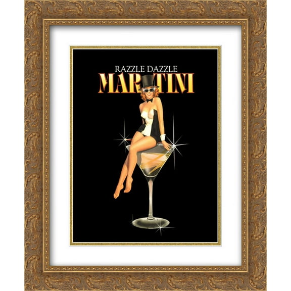Razzle Dazzle Martini 2x Matted 16x19 Gold Ornate Framed Art Print by Ralph Burch
