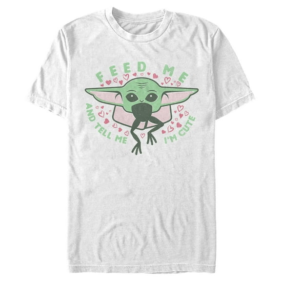 Men's Star Wars: The Mandalorian Valentine's Day The Child Feed Me  Graphic Tee White Medium