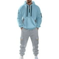 thumbnail image 2 of CharmCyan Men’s Casual Hoodie and Sweatpants Set, Soft Fleece Tracksuit with Zipper Pockets, Athletic Jogging Outfit, Comfortable Fit Sky Blue M, 2 of 2