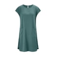 thumbnail image 5 of Horkkom T Shirt Dress Women Mini Short Sleeve Solid Color Summer Dresses Beach Vacation Sundresses, S-2XL, 5 of 6