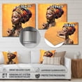 thumbnail image 4 of Designart "Yellow african woman painting beauty II In Orange and Yellow"African Woman Metal Wall Art Orange Modern Living Room Wall Art, 4 of 6