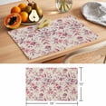 thumbnail image 6 of Retro Pink Flower Placemats Set&nbsp;of&nbsp;6 Leaf Country Watercolor Linen Texture Heat Insulation Washable Place Mats, Non-Slip Table Mats for Dining Table Party Kitchen Decor,13x19 Inch, 6 of 9