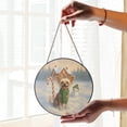 thumbnail image 2 of Hello Winter Vintage Chinese Crested Enjoys Snowy Day with Snowman Stained Glass Suncatcher Dog Lover Window Hanging Sign Decor - 12019, 2 of 5