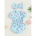 thumbnail image 4 of Coduop Infant Baby Girl Short Sleeve Ice Cream Romper Bodysuit Cute Jumpsuit,with Headband, 4 of 9
