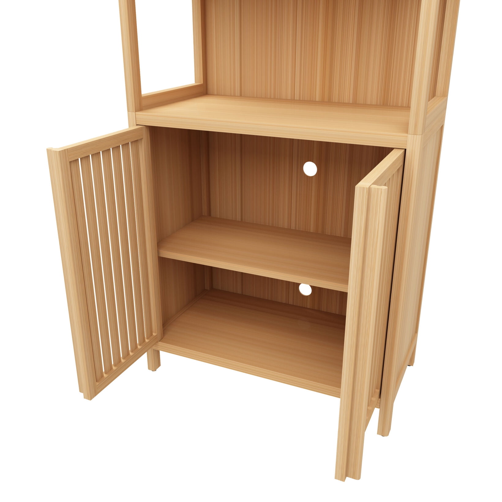 Bamboo Storage Cabinet with 2 Doors, Freestanding Bathroom Organizer for Towels and Toiletries, Space-Saving Floor Cabinet for Living Room, Kitchen, Entryway