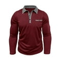 thumbnail image 4 of Kakii Men's Polo Shirts Long Sleeve Casual Fashion Polo Tee Shirts Color Block Slim Fit Golf Polo Shirt with Pocket, 4 of 8