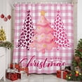 thumbnail image 2 of Shower Curtain 48"W x 72"L Merry Christmas Pink Christmas Trees Pink Plaid Fabric Shower Curtains Set with Hooks Water Repellent Bathroom Curtains Machine Washable Bathroom Accessories, 2 of 9