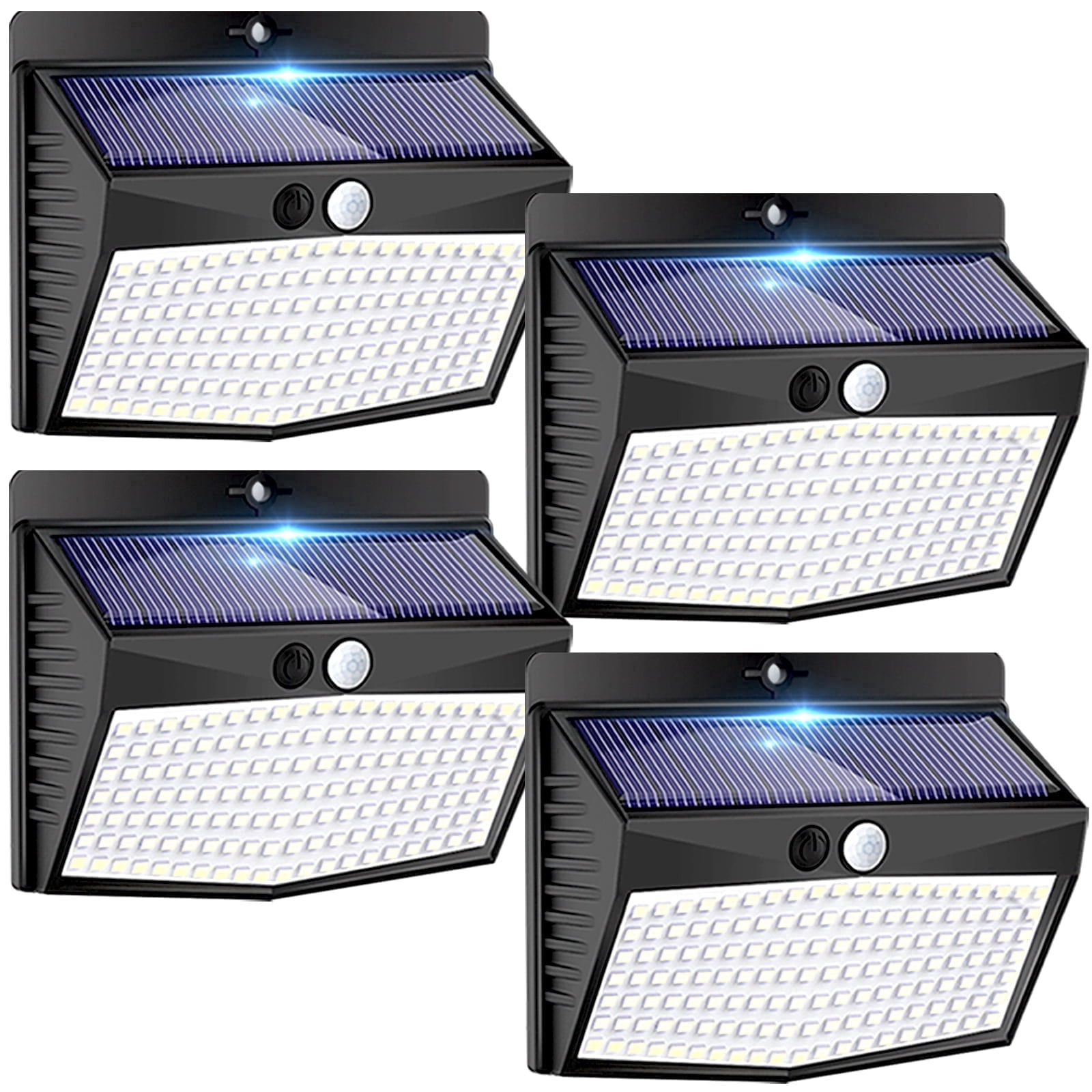 4 Pack Solar Lights Outdoor, Motion Sensor Solar Security Lights Waterproof with 3 Lighting Modes Solar Powered Wall Lights Outside for Garden Fence Yard Deck, Black