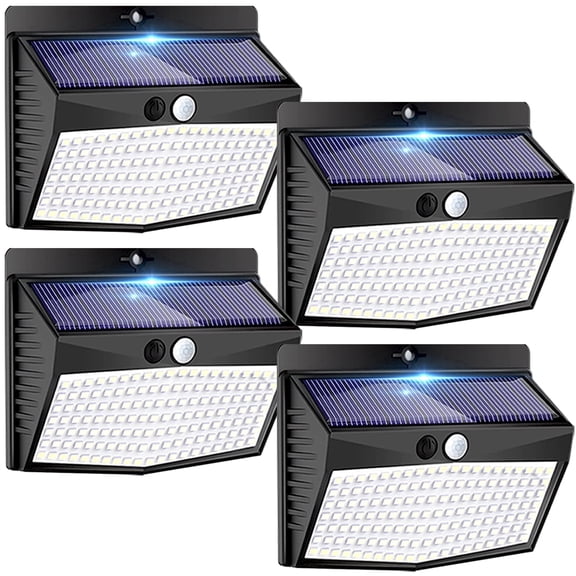 4 Pack Solar Lights Outdoor, Motion Sensor Solar Security Lights Waterproof with 3 Lighting Modes Solar Powered Wall Lights Outside for Garden Fence Yard Deck, Black