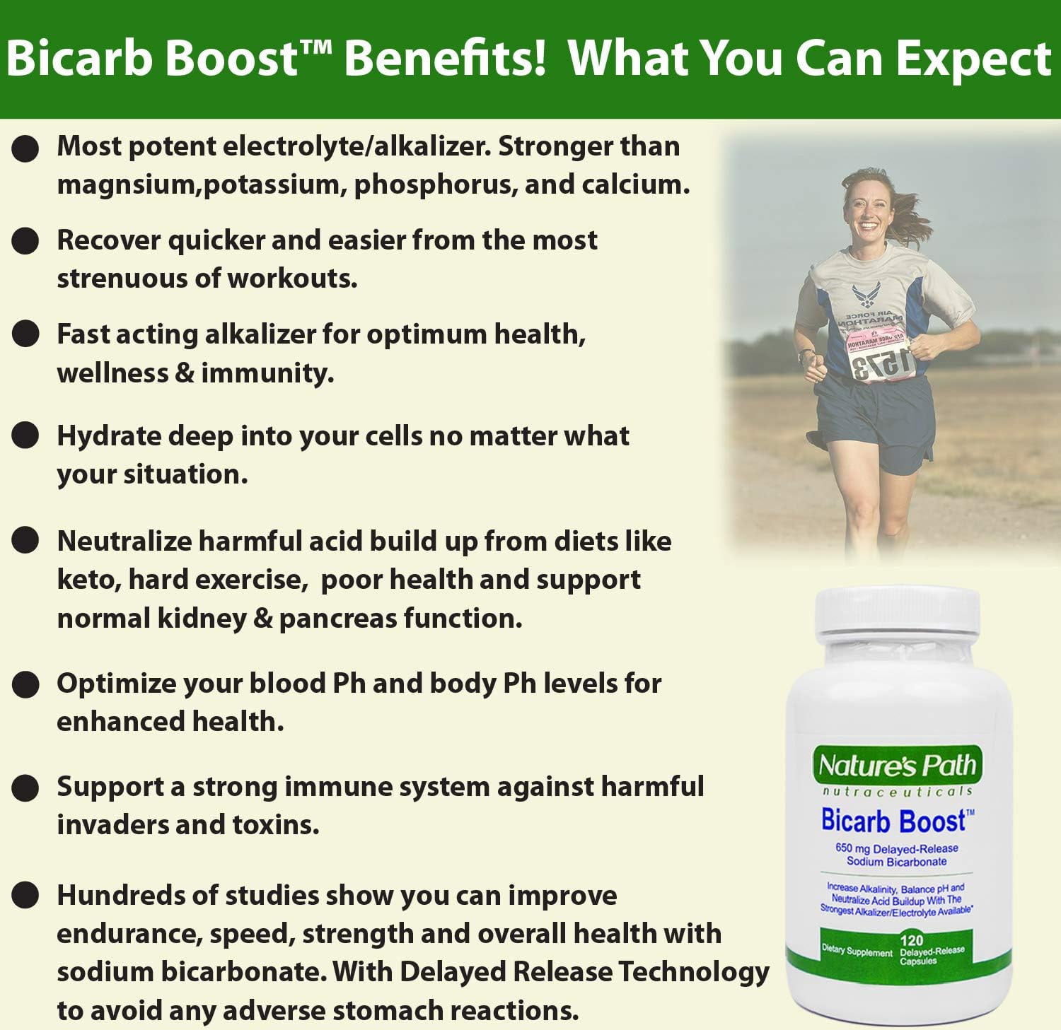 Nature's Path Bicarb Boost - 650mg Sodium Bicarbonate Alkaline Electrolyte Salt Pill