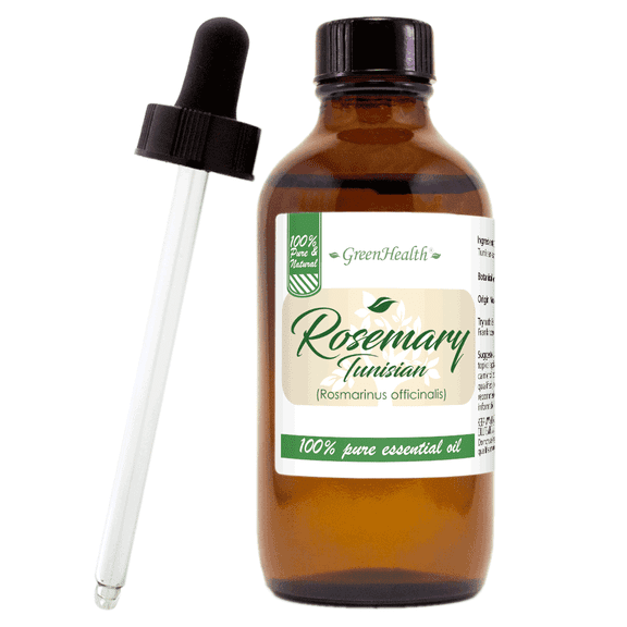 GreenHealth Rosemary (Tunisian) Essential Oil 4 fl oz Glass Bottle with Glass Dropper
