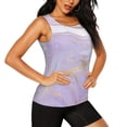 thumbnail image 2 of Xecao Lavender Glitter Foil Stripes print women's scoop neck, loose-fit workout tank tops for the gym., 2 of 9