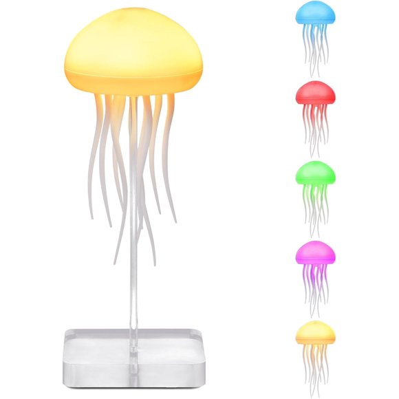 shiyou-Jellyfish Lamp, Voice Control Jellyfish Lamp with Dancing Legs, RGB Gradient Jellyfish Bedside Lamp, Rechargeable Jellyfish Table Lamp with Touch Sensor, Christmas Gifts (Hanging + Base)