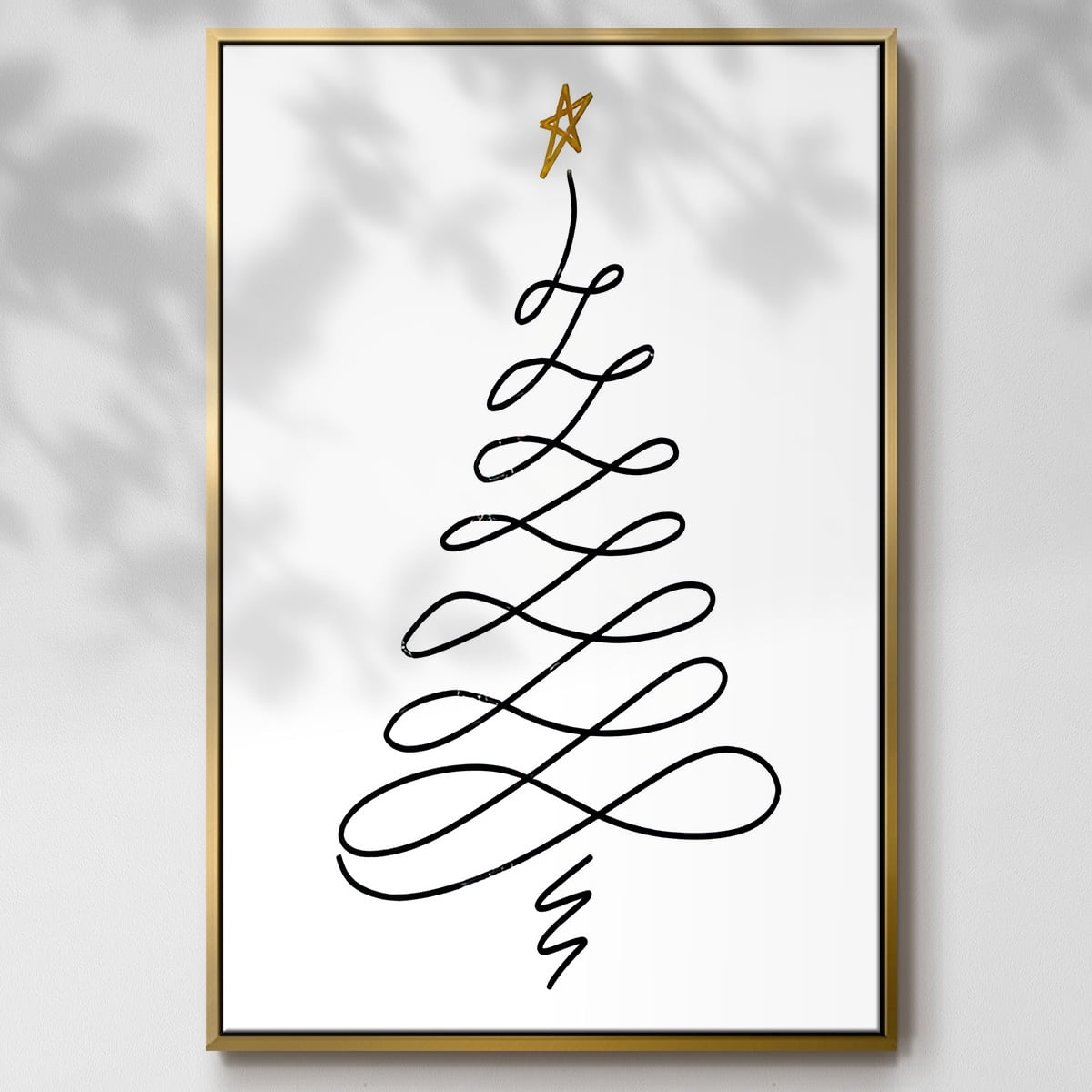 Christmas Tree III - Framed Gallery Wrapped Holiday Canvas - 27 x 41 - Gold Frame