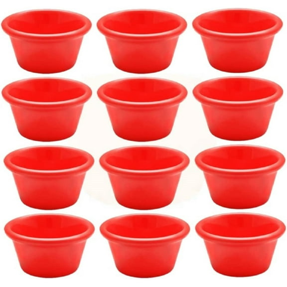 Truecraftware – Set of 12- Smooth Ramekin 2-1/2 oz. Orange Color Melamine - Individual Condiments Ramekins Portion Dipping Sauce