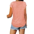 thumbnail image 2 of QELUSQELUS Women Top Short Sleeve Zipper Solid Daily Tunic T-Shirt, 2 of 5