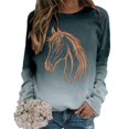 thumbnail image 4 of Chuancc Casual Sweatshirts for Women Long Sleeve Tops for Women Trendy Cozy Tops for Women Cute Sweatshirts for Women Cold Weather Clothes for Women Women's Crewneck Sweatshirt Horse Sweatshirt 3XL, 4 of 5