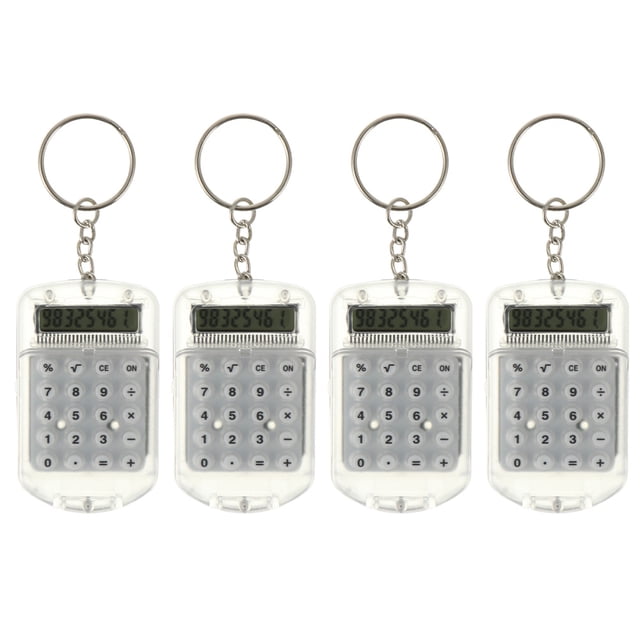 MasteelfCA 4pcs Mini Electronic Calculators Keychains Tiny Small Pocket Calculators Key Rings