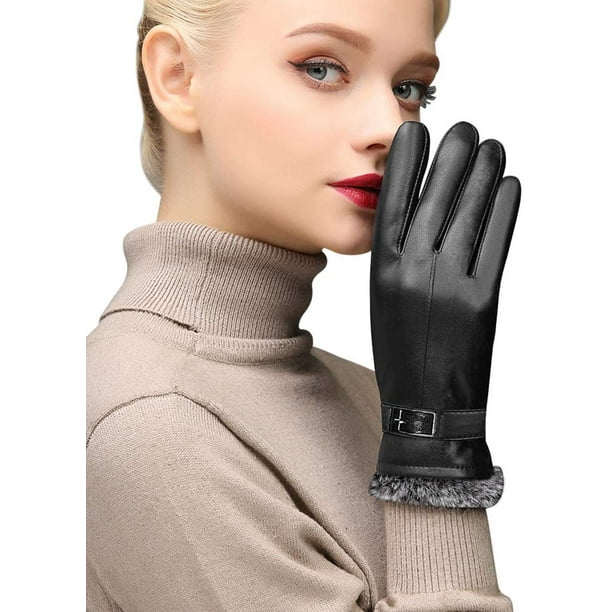 Leather sale gloves touchscreen