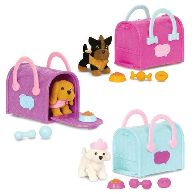 Pucci Pups - Juego de cachorros coleccionables - Bichon Frisee Yorkshire Terrier Cocker Spaniel - Bolso portabebés - Accesorios para perros incluidos - Juguetes para niños mayores de 3 años