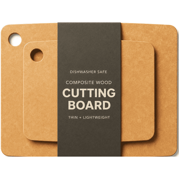 Belwares Wood Composite Cutting Board Set, Dishwasher Safe Fiber Wood Kitchen Cutting Boards, 2 Pack, Natural